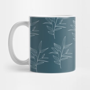 Line Art Flowers Blue Pattern Mug